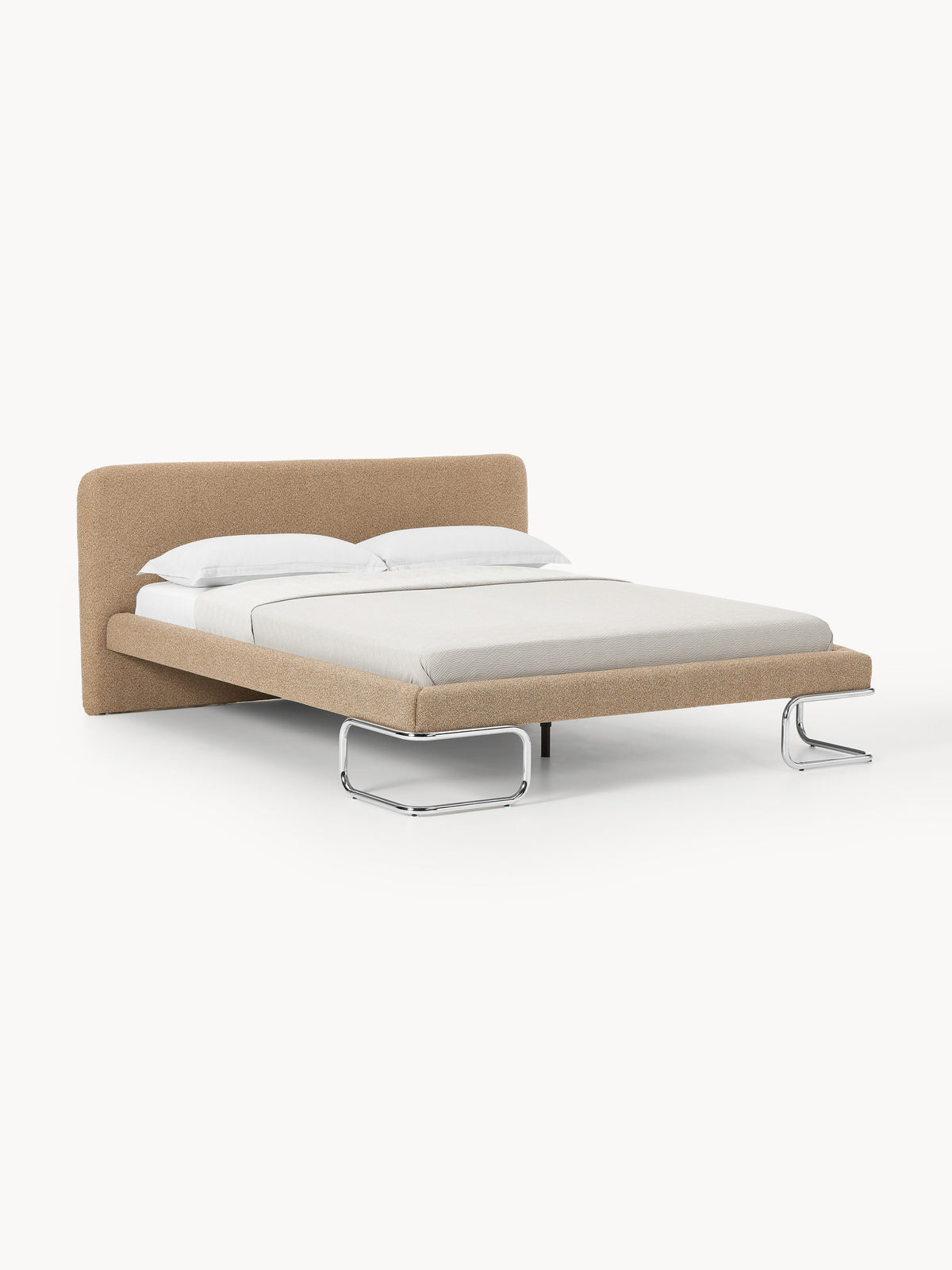Olinwald Bouclé Upholstered Bed with Metal Legs