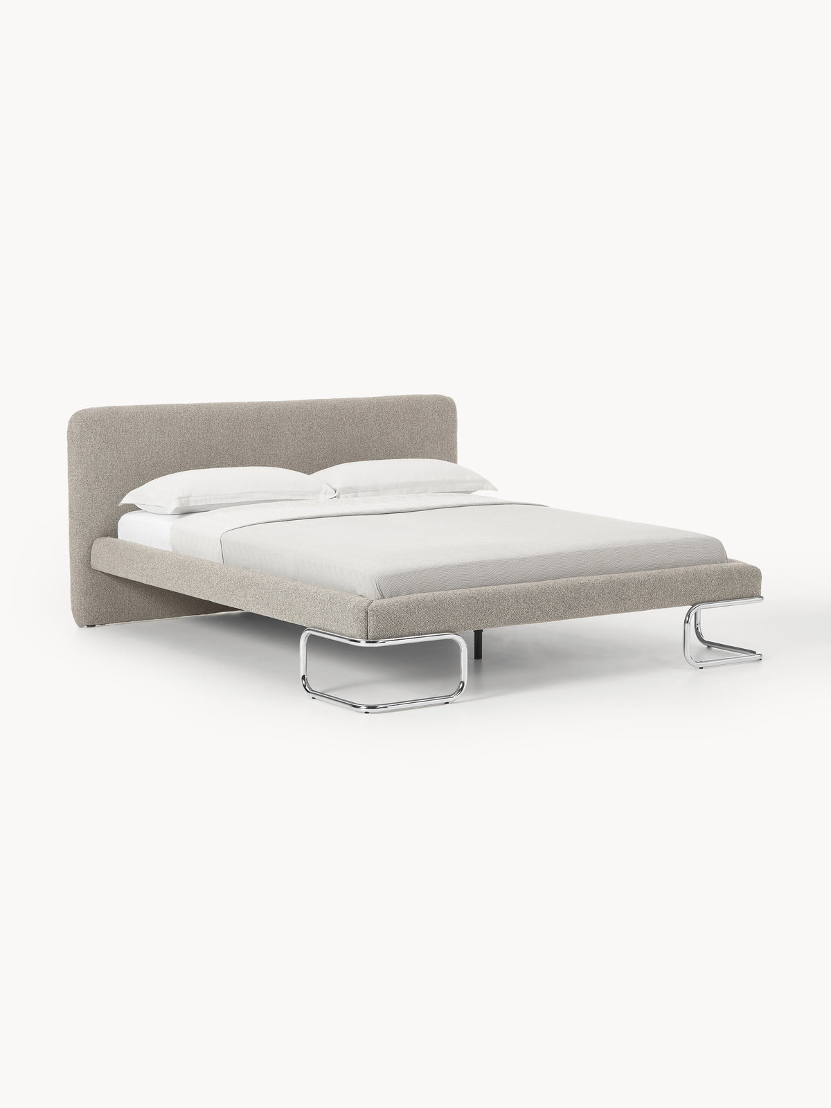 Olinwald Bouclé Upholstered Bed with Metal Legs