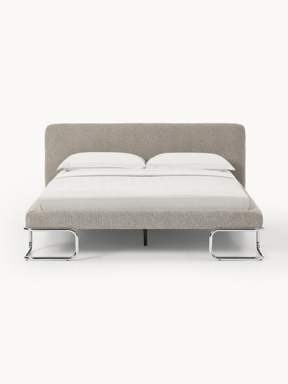 Olinwald Bouclé Upholstered Bed with Metal Legs