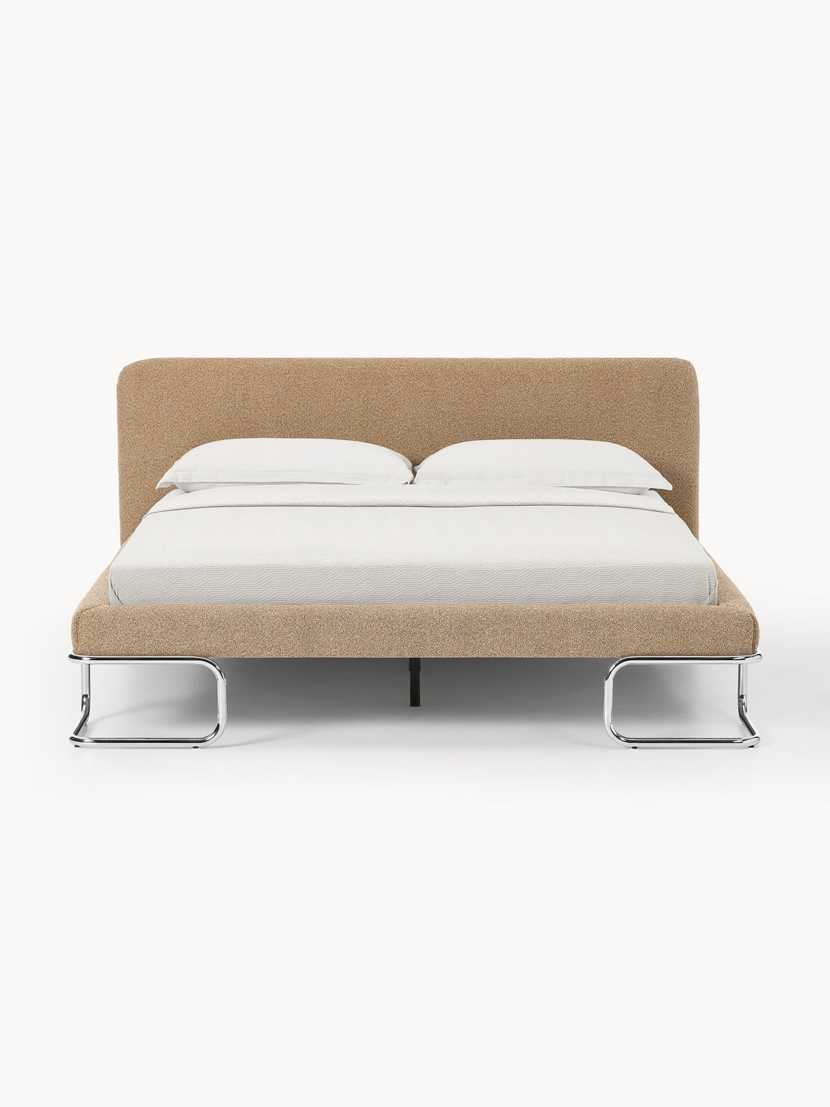 Olinwald Bouclé Upholstered Bed with Metal Legs