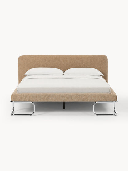 Olinwald Bouclé Upholstered Bed with Metal Legs