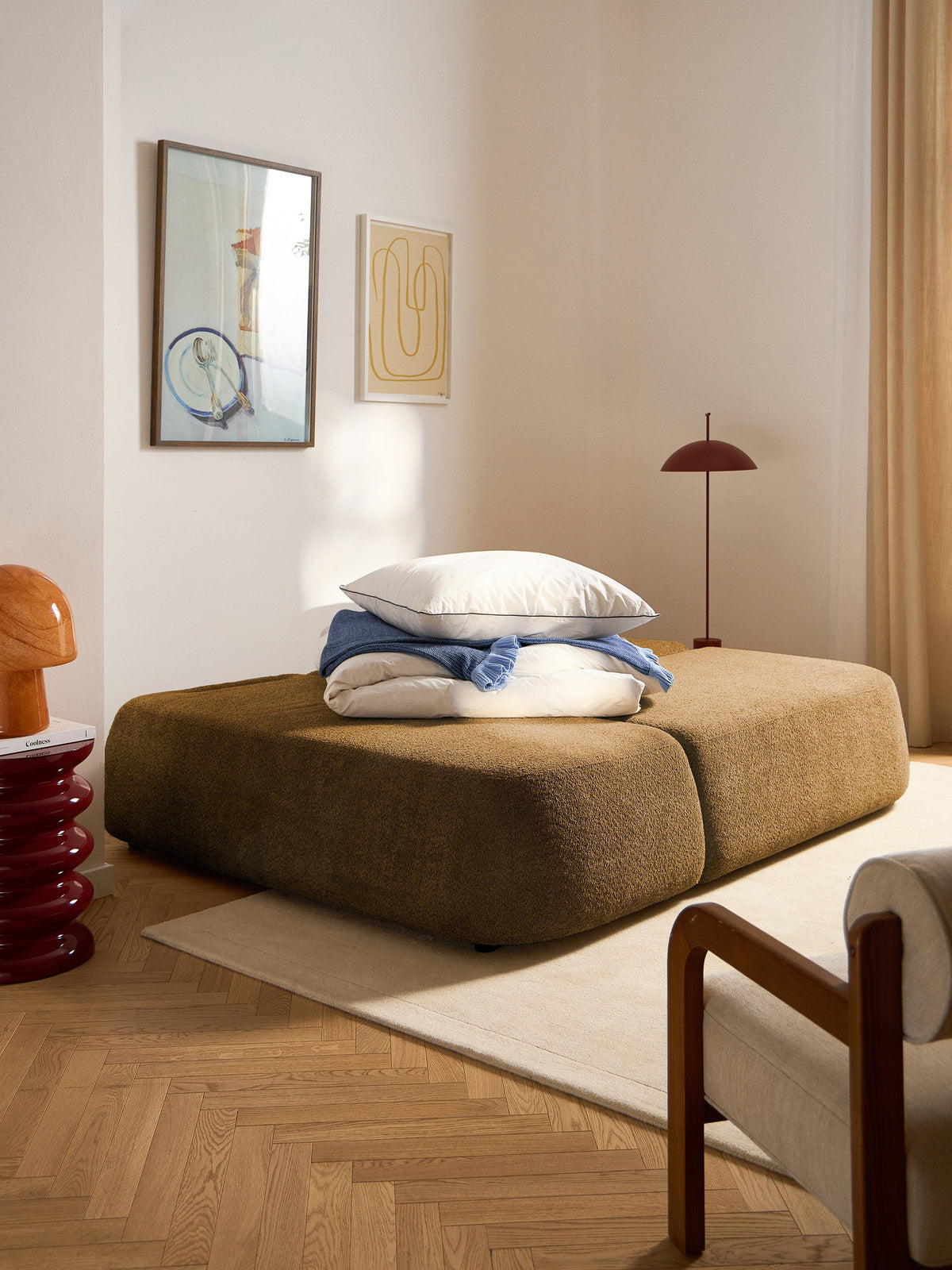 Paolwitz Sofa Bed in Teddy Bouclé with Storage