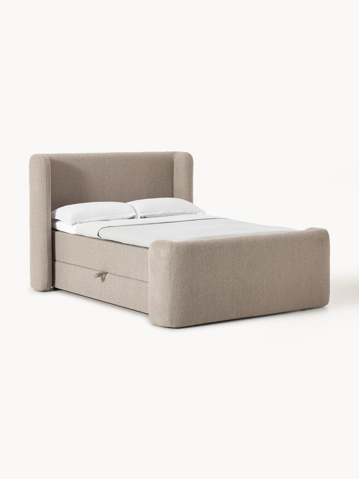Perlmund Box Spring Bed in Bouclé with Storage