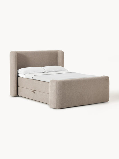 Perlmund Box Spring Bed in Bouclé with Storage