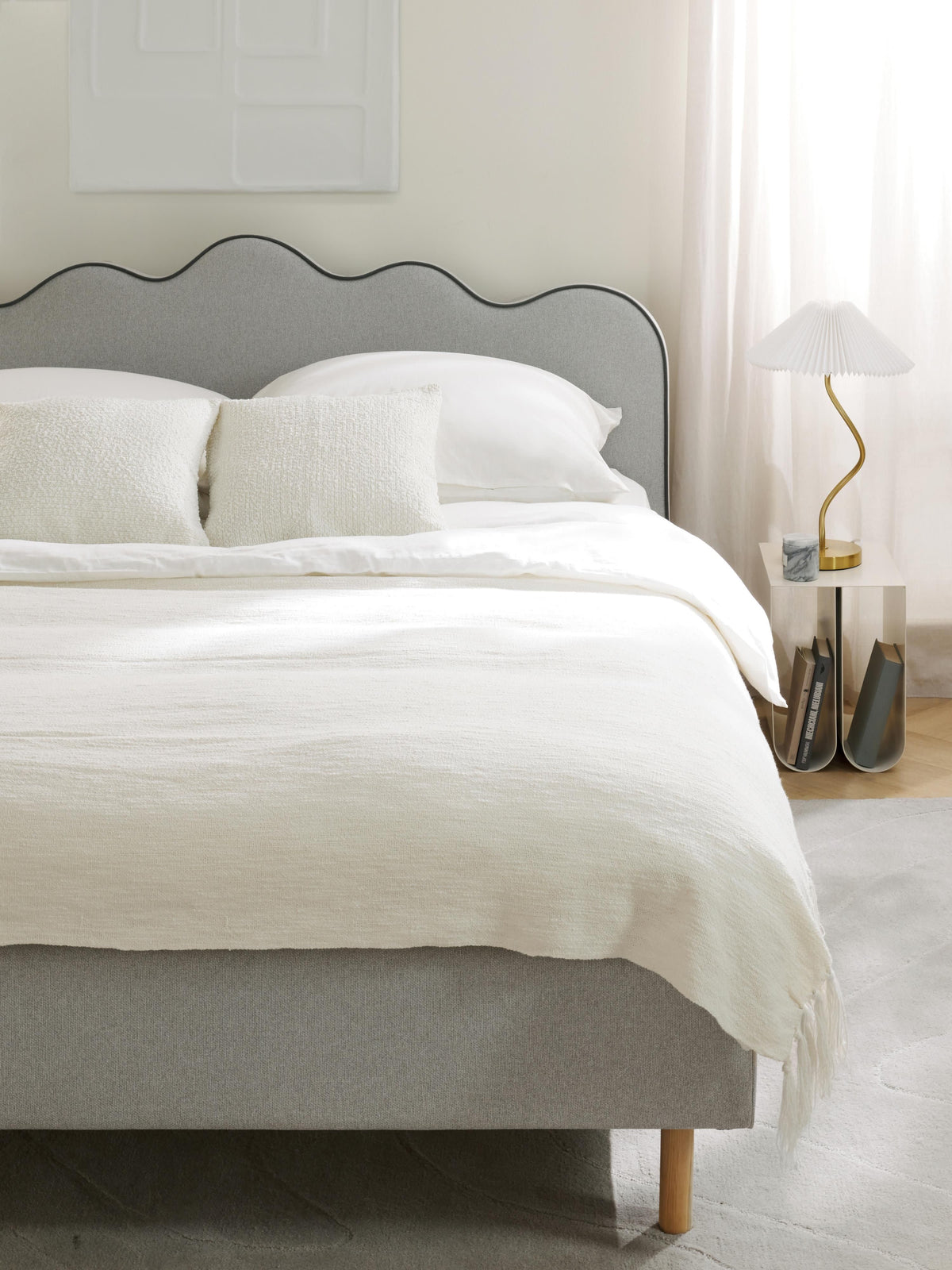 Romstein Upholstered Bed with Wavy Headboard