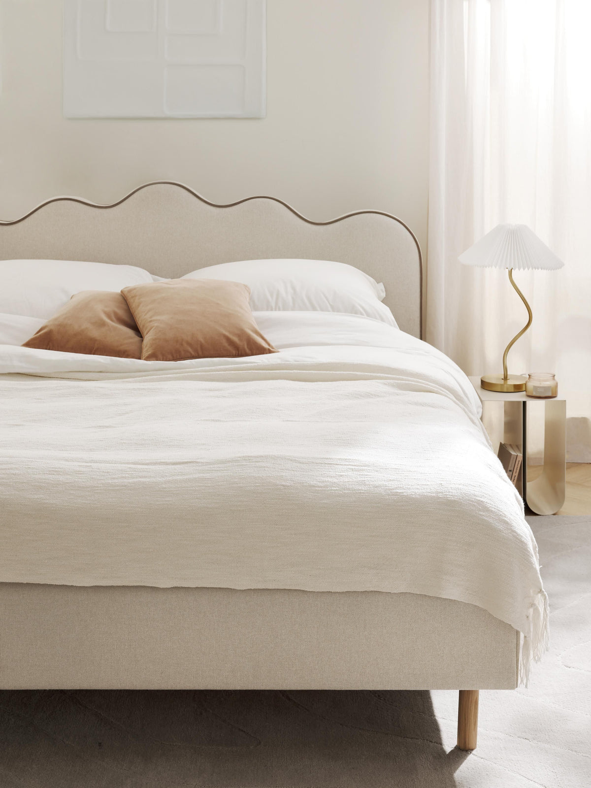 Romstein Upholstered Bed with Wavy Headboard