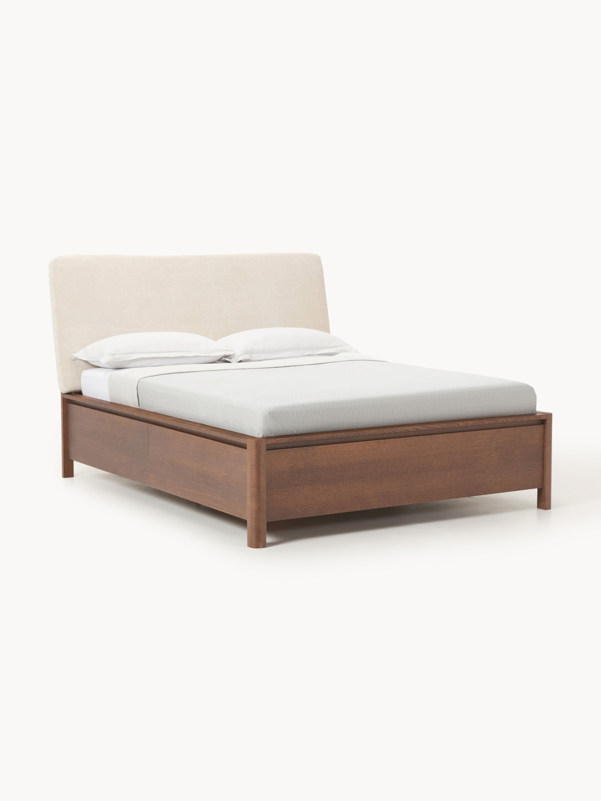 Santvelden Wooden Bed with Upholstered Headboard and Drawers