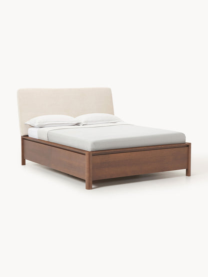 Santvelden Wooden Bed with Upholstered Headboard and Drawers