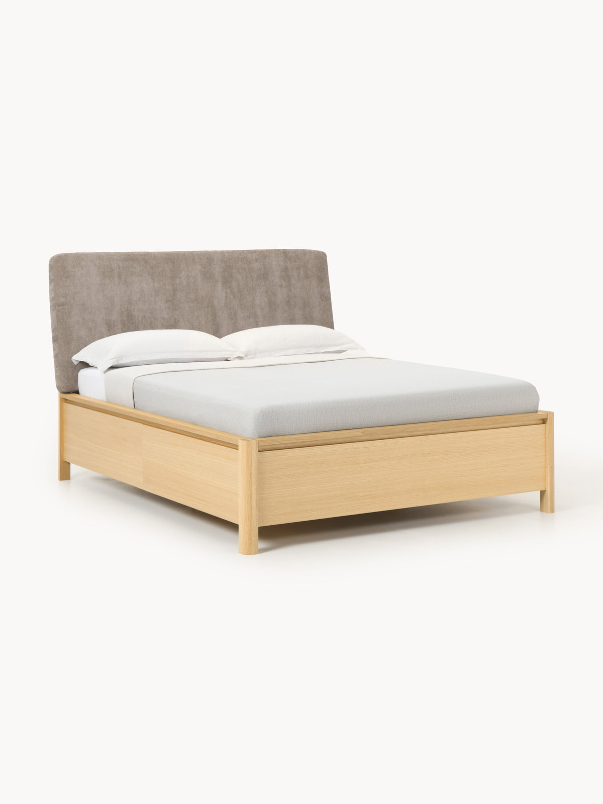Santvelden Wooden Bed with Upholstered Headboard and Drawers