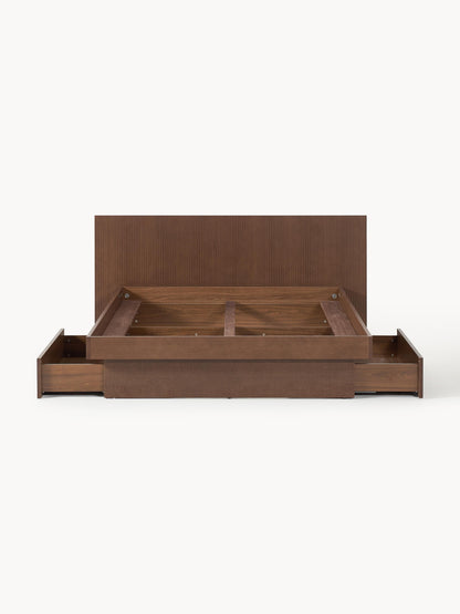Satlohe Wooden Bed with Drawers and Headboard