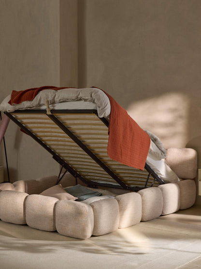 Taybergh Upholstered Bed in Bouclé with Storage