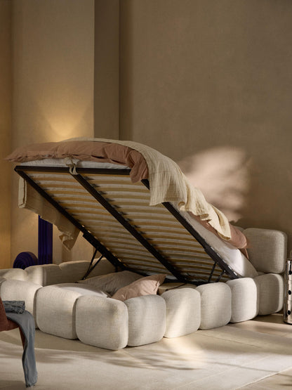 Taybergh Upholstered Bed in Bouclé with Storage