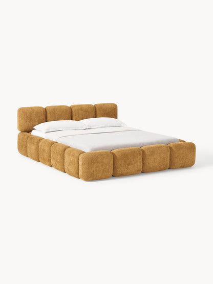 Taybergh Upholstered Bed in Teddy Bouclé with Storage