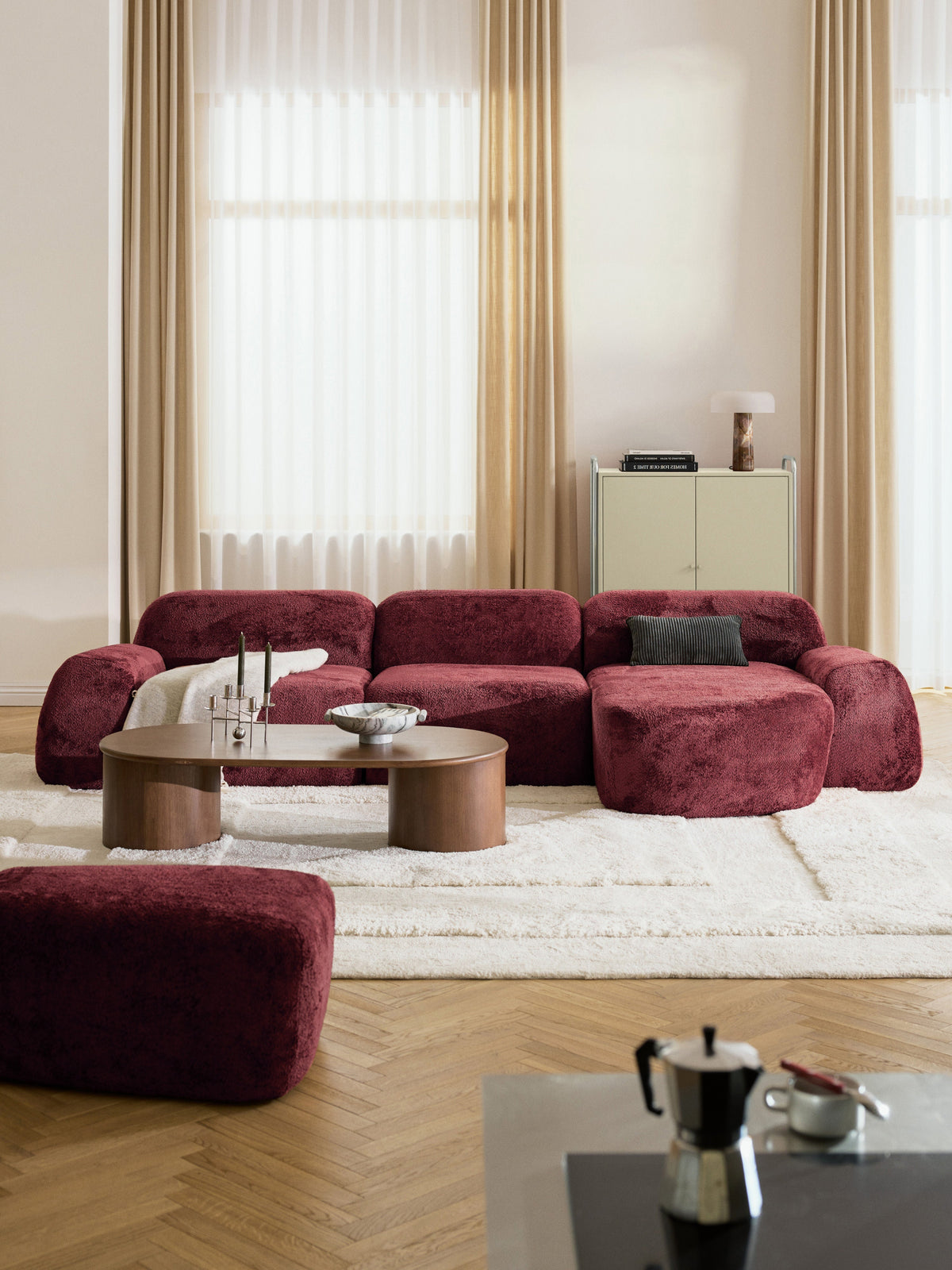 Wolkrath 4-Seater Modular Teddy Bouclé Corner Sofa