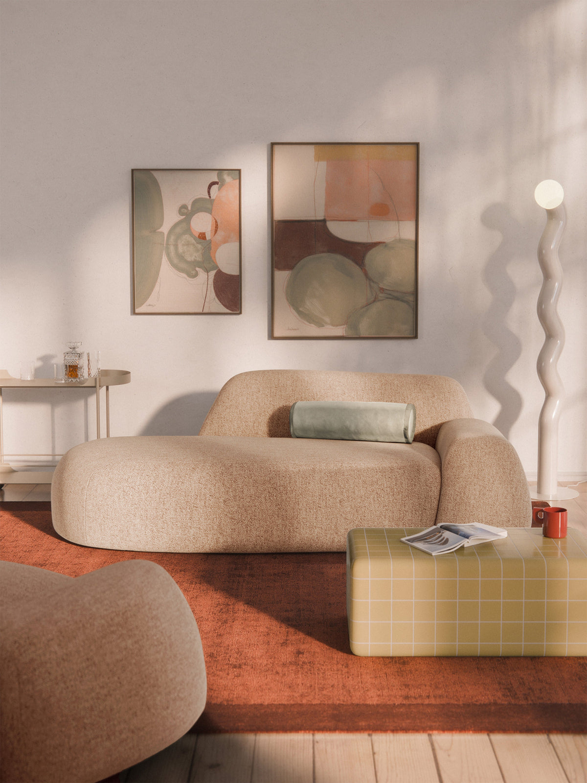 Wolkrath Bouclé Sofa with Chaise Longue (2-Seater)