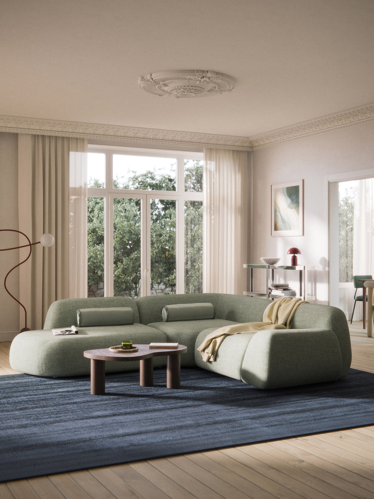 Wolkrath Modular Bouclé Corner Sofa (4-Seater) with Chaise Longue