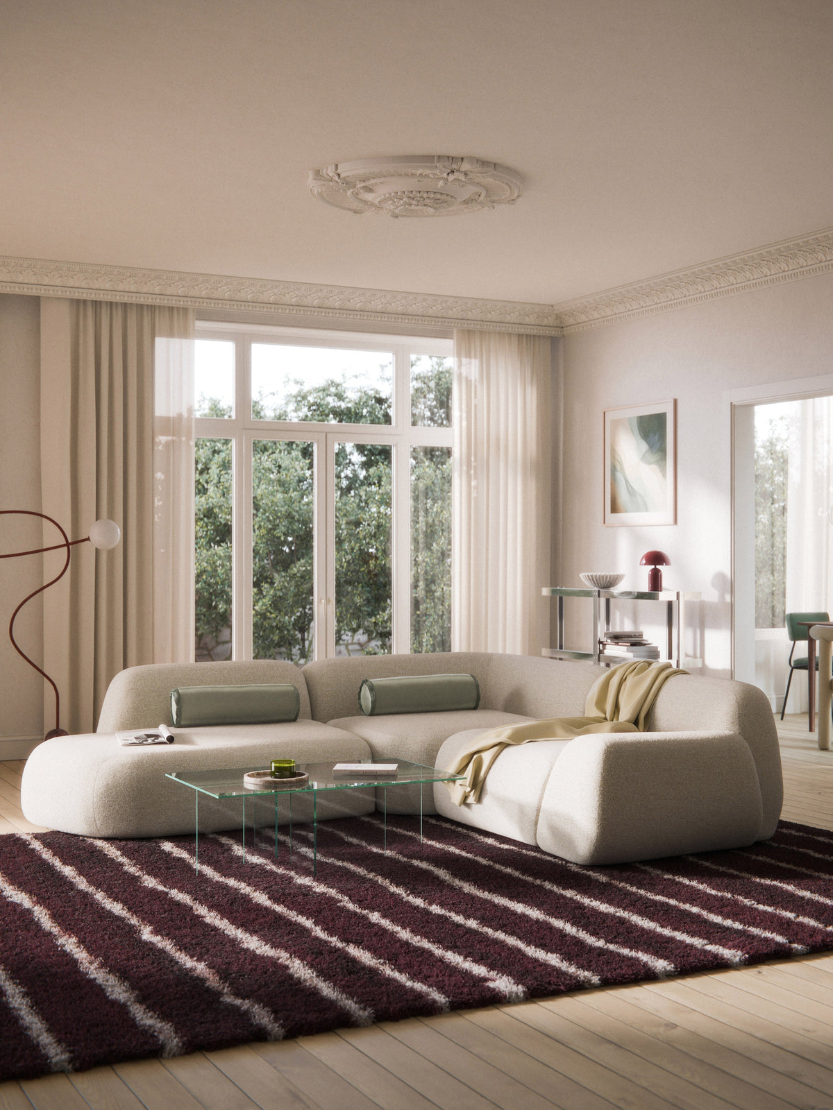 Wolkrath Modular Bouclé Corner Sofa (4-Seater) with Chaise Longue