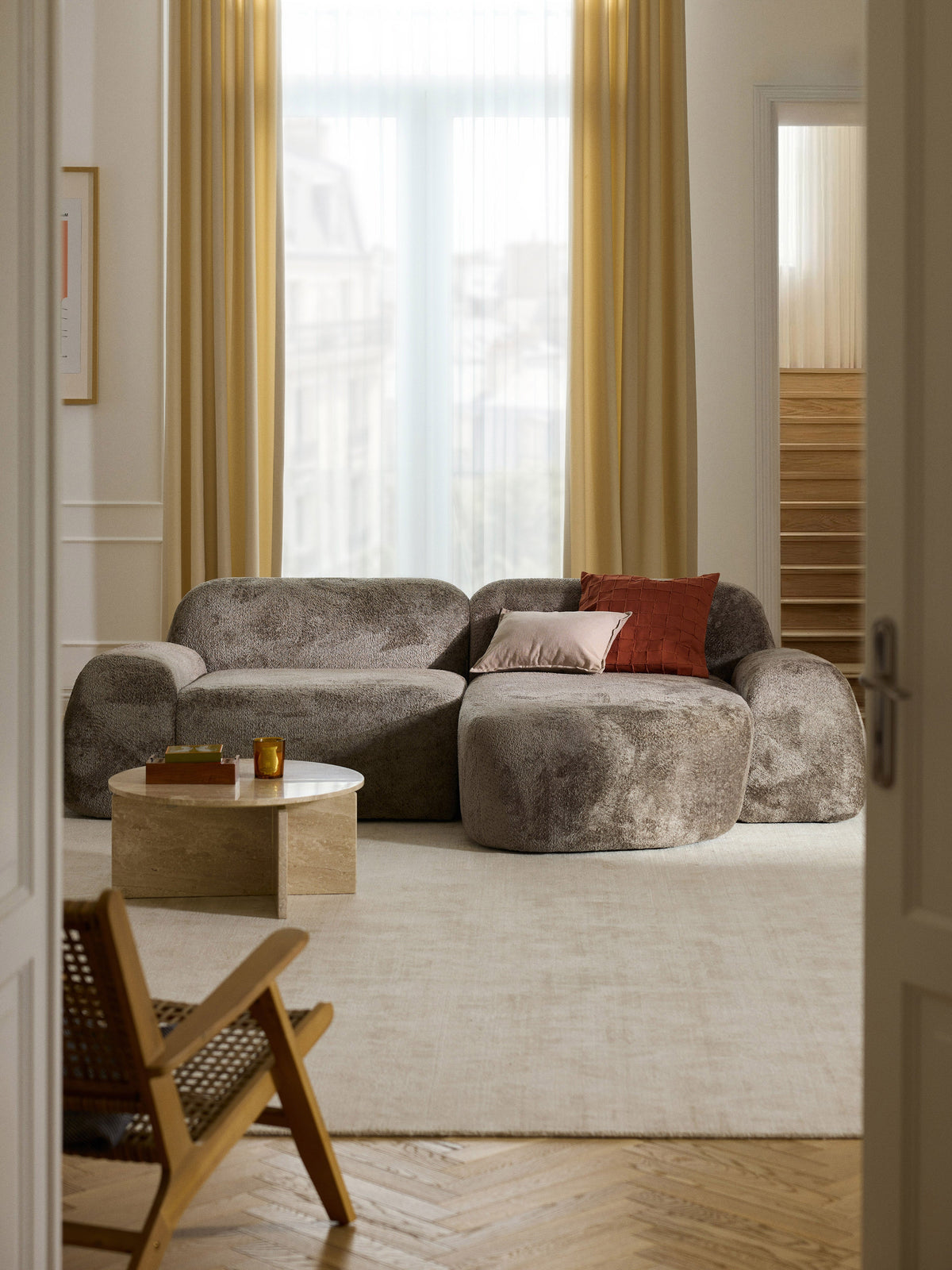 Wolkrath Modular Corner Sofa in Teddy Bouclé (3-Seater)