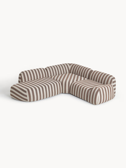 Wolkrath Modular Striped Corner Sofa (4-Seater) with Chaise Longue