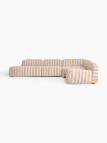 Wolkrath Striped Modular XL Corner Sofa with Chaise Longue