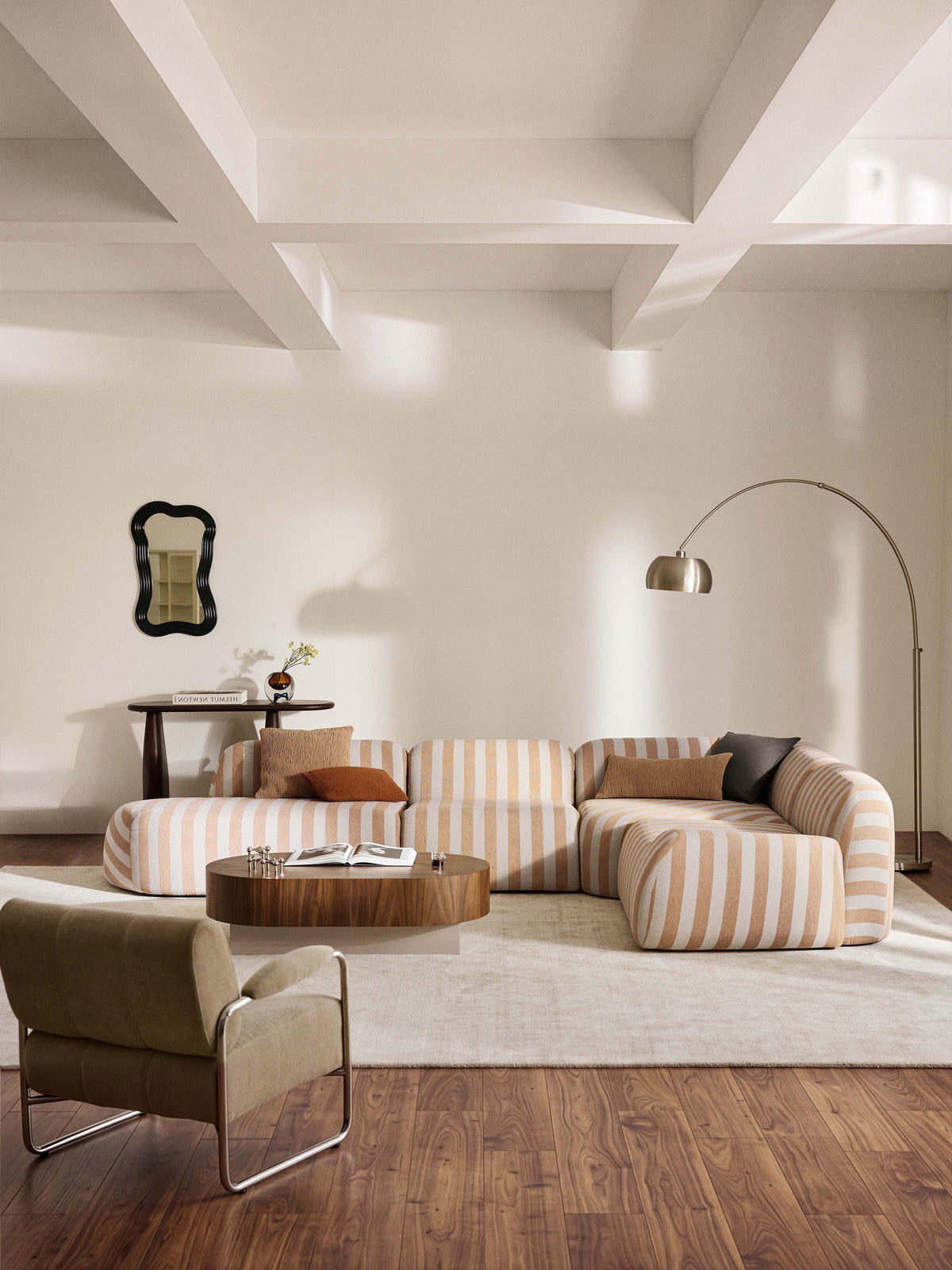 Wolkrath Striped Modular XL Corner Sofa with Chaise Longue