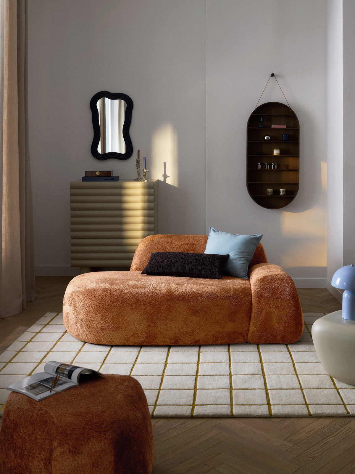 Wolkrath Teddy Bouclé Sofa (2-Seater) with Chaise Longue