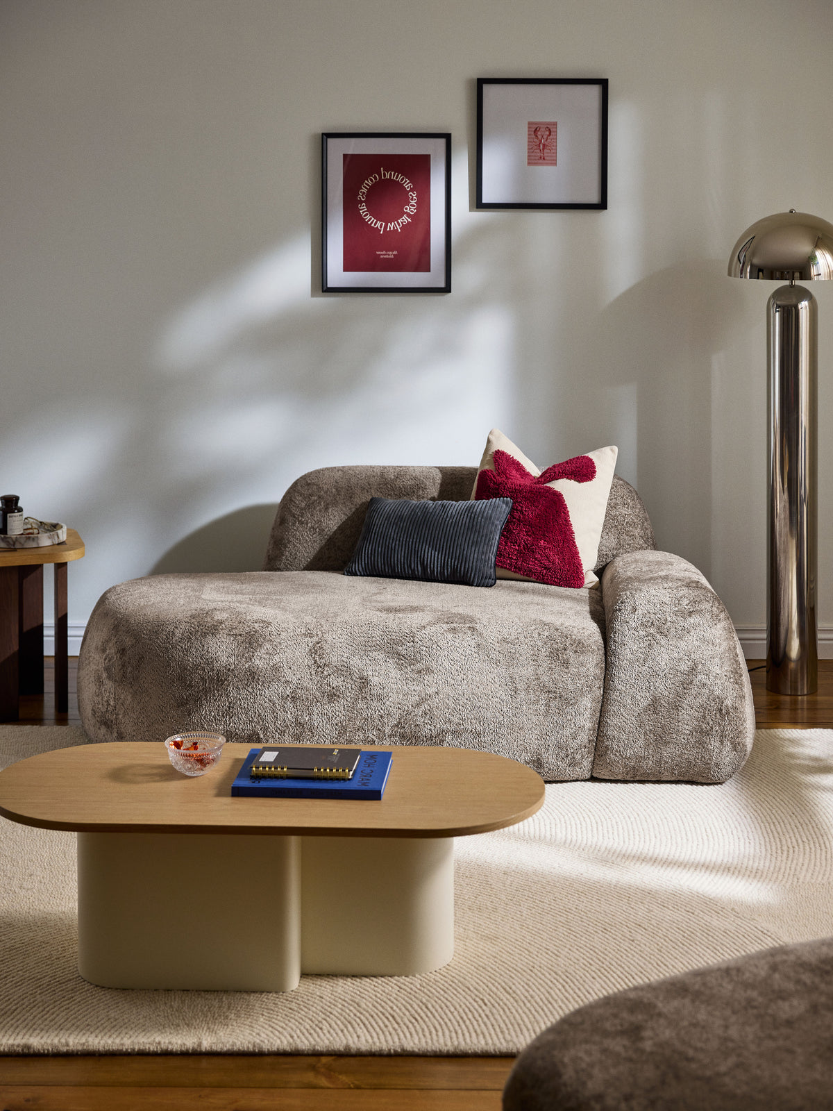 Wolkrath Teddy Bouclé Sofa (2-Seater) with Chaise Longue