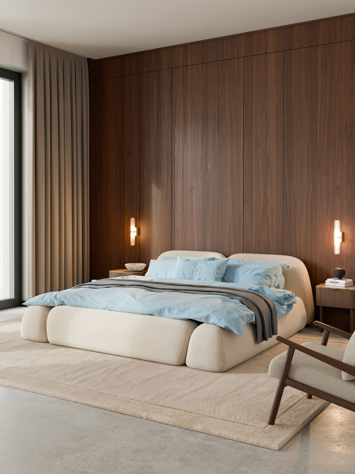 Wolkrath Upholstered Bed, Bouclé