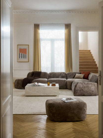 Wolkrath XL Modular Teddy Bouclé Corner Sofa with Chaise Longue