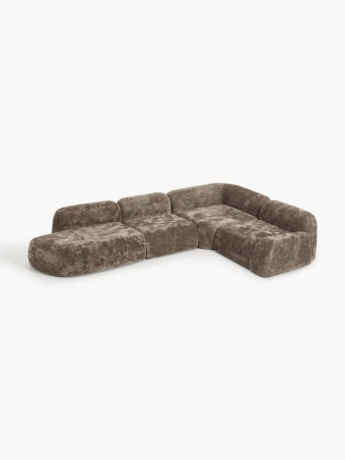 Wolkrath XL Modular Teddy Bouclé Corner Sofa with Chaise Longue